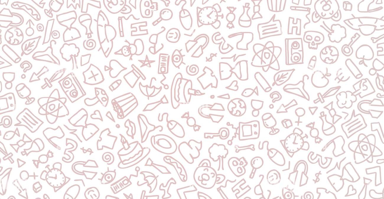 Brown cartoon hand drawn hippie doodles